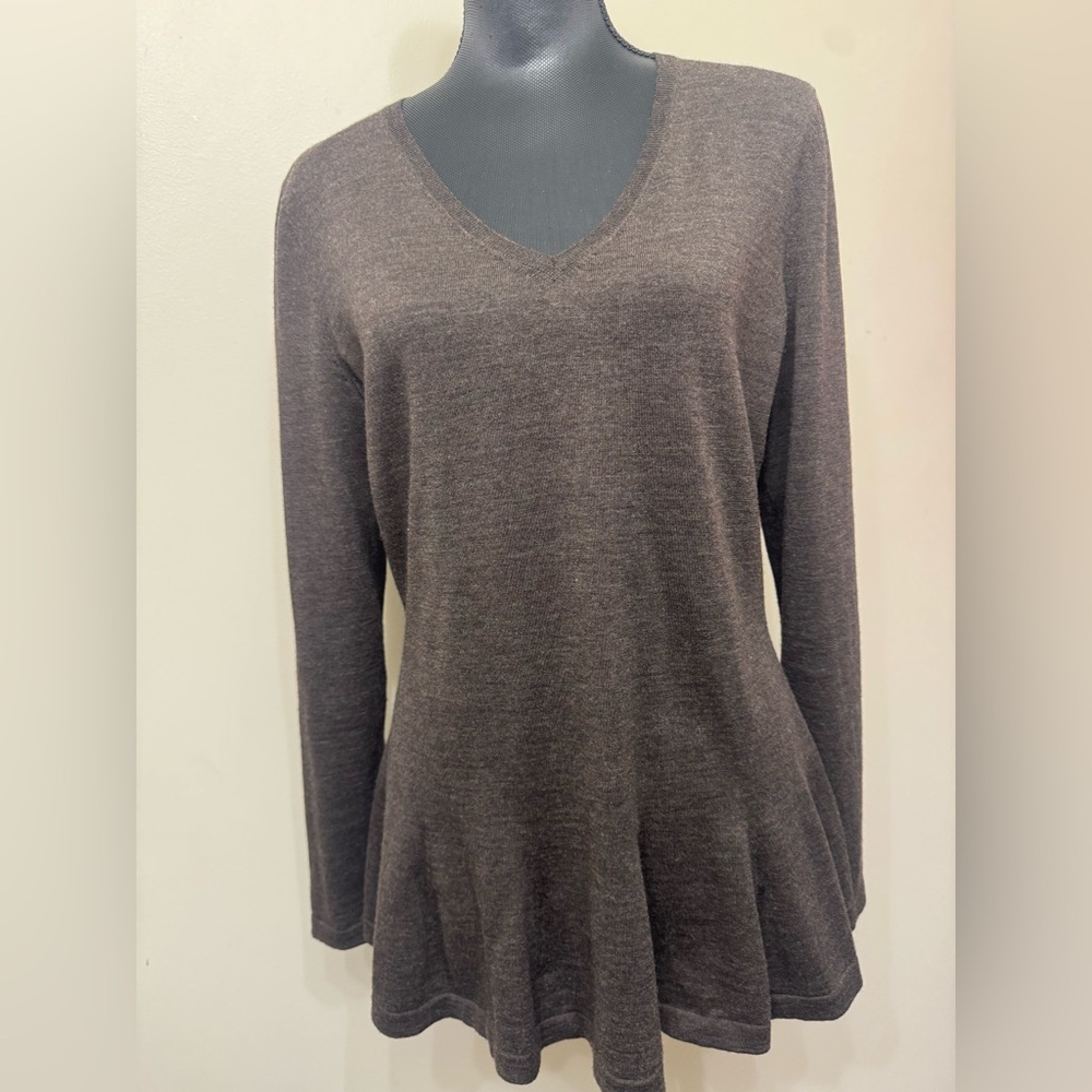 Lafayette 148 New York Women’s Dark Brown V- Neck Sweater L